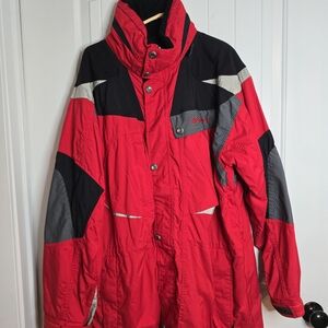 Men's Vintage Nordica Red and Black Ski Jacket Sz XL